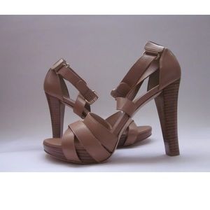 Stuart Weitzman Excess Almond Butter Calf  Sandals Women's 10.5